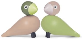 Kay Bojesen Drevený vtáčik Lovebirds Light Green / Rose – sada 2 ks