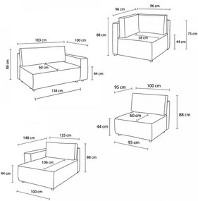 Krémovobiela menčestrová rohová pohovka (pravý roh) Nihad modular – Bobochic Paris