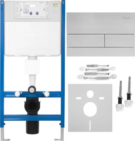 Rea Rea, podomietkový WC systém K011A-Q + oceľové splachovacie tlačidlo typ T, KPL-E0057