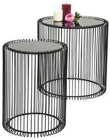 Wire set príručných stolíkov čierny Ø44 cm