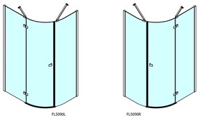 Polysan Polysan, FORTIS LINE štvrťkruhová sprchová zástena 1000x900x2000mm, pravá, FL5090R
