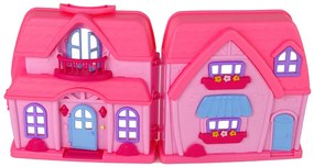 Lean Toys Plastový rozkladací domček s nábytkom a bábikami