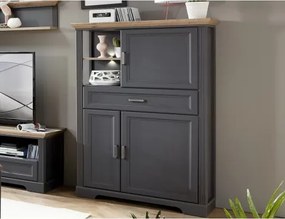 Vyššia skrinka Jasmin, grafit/dub, s osvetlením%