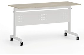 Mobilný stôl PRIMO MOBI, 1400 x 600 mm, biela podnož, dub prírodný