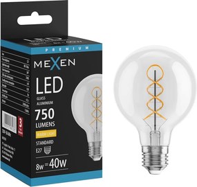 Mexen Vintis, LED filamentová žiarovka E27, G80, 8 W, teplá biela 2700K, číra, L165-E27-0827-00