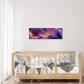 Obraz - Fialová hmlovina (s hodinami) (90x30 cm)