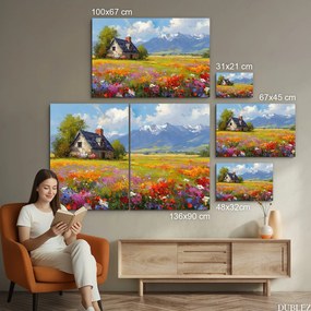 DUBLEZ | Vidiecky obraz na stenu - Domček pri lúke