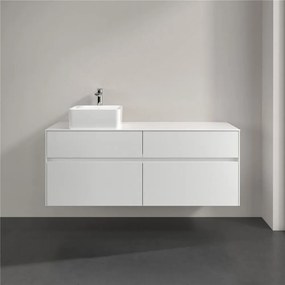 VILLEROY &amp; BOCH Collaro závesná skrinka pod umývadlo na dosku (umývadlo vľavo), 4 zásuvky, 1400 x 500 x 548 mm, Glossy White, C04600DH