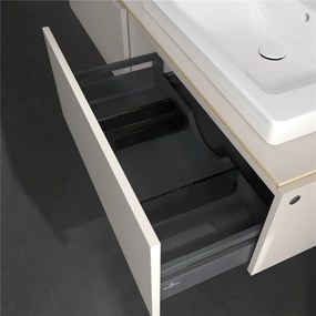 VILLEROY &amp; BOCH Legato závesná skrinka pod dve umývadlá, 2 zásuvky, 1600 x 500 x 380 mm, Soft Grey, B69200VK