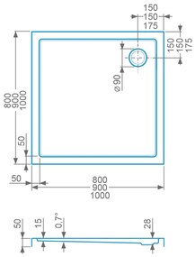 Roltechnik Akrylátová sprchová vanička iLOW SQUARE 80 cm 80 cm