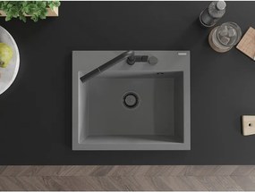 Mexen Oscar, 1-komorový granitový drez 580x490x205 mm, šedá, 6519581000-71-B