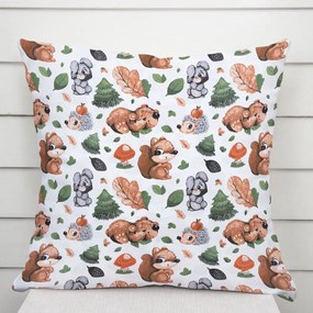 Biante Detská bavlnená obliečka na vankúš Sandra SA-282 Veveričky a lesní kamaráti 60 x 60 cm