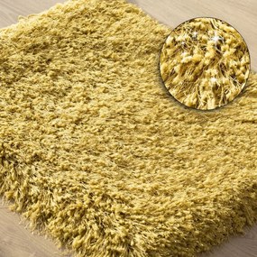 Žltý huňatý koberec do kúpelne Šírka: 60 cm | Dĺžka: 90 cm
