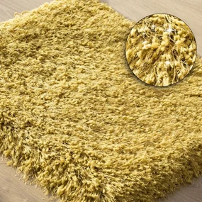 Žltý huňatý koberec do kúpelne Šírka: 60 cm | Dĺžka: 90 cm