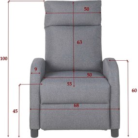 LuxuryForm DESIGN Televízne kreslo RUFO s polohovaním - sivé