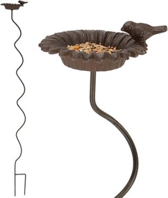 Zapichovacie napájadlo pre vtáky Spiral, 128x15,5 cm, liatina, hnedá