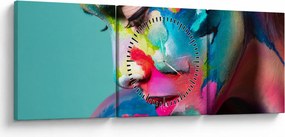 Obraz - Body art (s hodinami) (90x30 cm)