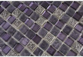 Sklenená mozaika s prírodným kameňom XCM M970 30,5x32,5 cm fialová