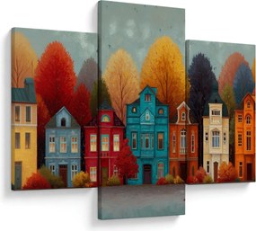 Obraz - Maľované jesenné mesto (90x60 cm)
