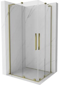 Mexen Velar L Duo, sprchový kút s posuvnými dverami 100 x 90 cm, 8mm číre sklo, zlatá lesklá, 871-100-090-02-03-50