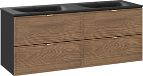 Comad Kúpeľňová skrinka s keramickým dvojumývadlom Talia Casella 120 cm - dub casella