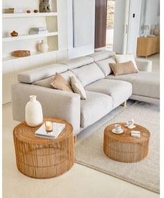 Ratanové okrúhle konferenčné stolíky v súprave 2 ks v prírodnej farbe ø 66 cm Elmima – Kave Home