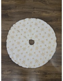 Biely koberec pod stromček so zlatými vločkami 152cm