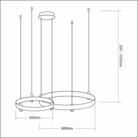 Závesné LED svietidlo Elegance, 2x LED 72w, 4000k, g