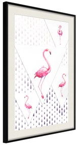 Artgeist Plagát - Flamingo Family [Poster] Veľkosť: 30x45, Verzia: Zlatý rám s passe-partout