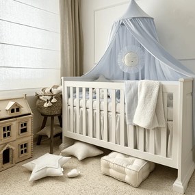 Obojstranný prehoz z mušelínu a umelej kožušiny svetlo modrá