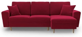 Červená zamatová rozkladacia/s úložným priestorom rohová pohovka Kyoto – Cosmopolitan Design