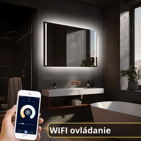 LED zrkadlo Longitudine 90x60cm neutrálna biela - wifi aplikácia