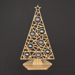 AMADEA Dekorácia strom na podstavci geometrický so sivými guľami, 110 x 65 cm, český výrobok