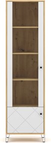 Vysoká vitrína Bilbao, dub artisan/biela
