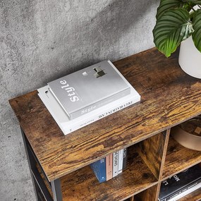 Knižnica, polica so 6 priehradkami, vintage hnedá