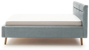 Sivomodrá čalúnená dvojlôžková posteľ s úložným priestorom s roštom 140x200 cm Lotte – Meise Möbel