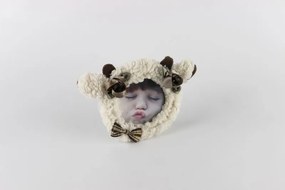 Krémový plyšový detský fotorámik v dizajne ovečky