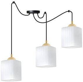 Závesné svietidlo Riffle Square Spider, 3x biele sklenené tienidlo, b/g