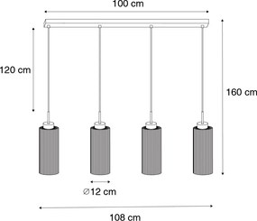 Inteligentné závesné svietidlo čierne s dymovým sklom 4-svetlá vrátane 4 Wifi ST64 - Laura