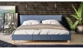 Modrá čalúnená dvojlôžková posteľ s roštom 180x200 cm Tina - Ropez