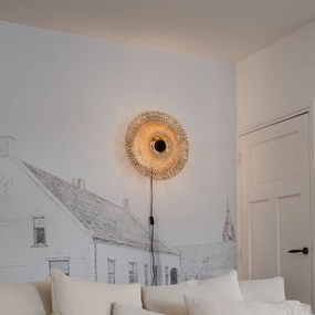 Orientálna nástenná lampa bambus 50 cm so zástrčkou - Rina