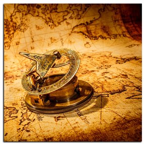 Obraz na plátne - Kompas na mape antického sveta - štvorec 3999A (50x50 cm)