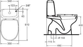 Ideal Standard Eurovit Sirius WC kombi s WC sedátkom W902801