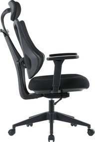 Kancelárska ergonomická stolička MORA — sieť / látka, čierna