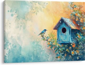 Obraz - Vtáčia búdka, akvarel (70x50 cm)