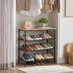 Botník TAYLOR ARTISAN s čiernou konštrukciou 75x71 cm, 3 police