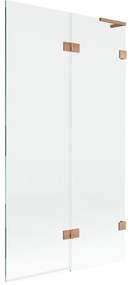 Mexen Lunar L, 2-krídlová vaňová zástena pravá 100 x 150 cm, číre sklo, medená matná, 897L-100-100-65-00-P