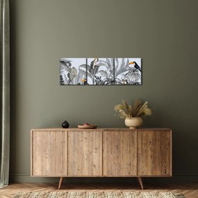 Obraz - Ilustrovaná džungľa (s hodinami) (90x30 cm)