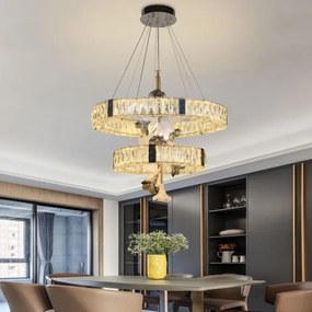 LED Stmievateľný krištáľový luster na lanku LED/70W/230V + diaľkové ovládanie