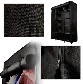 KIK KX4346 Látková skládací šatní skříň textilní šatní skříň XXL černá